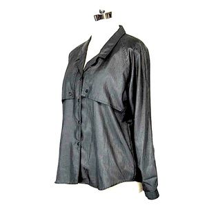 Diane Von Furstenberg Black Vintage Shimmer Crinkled Blouse